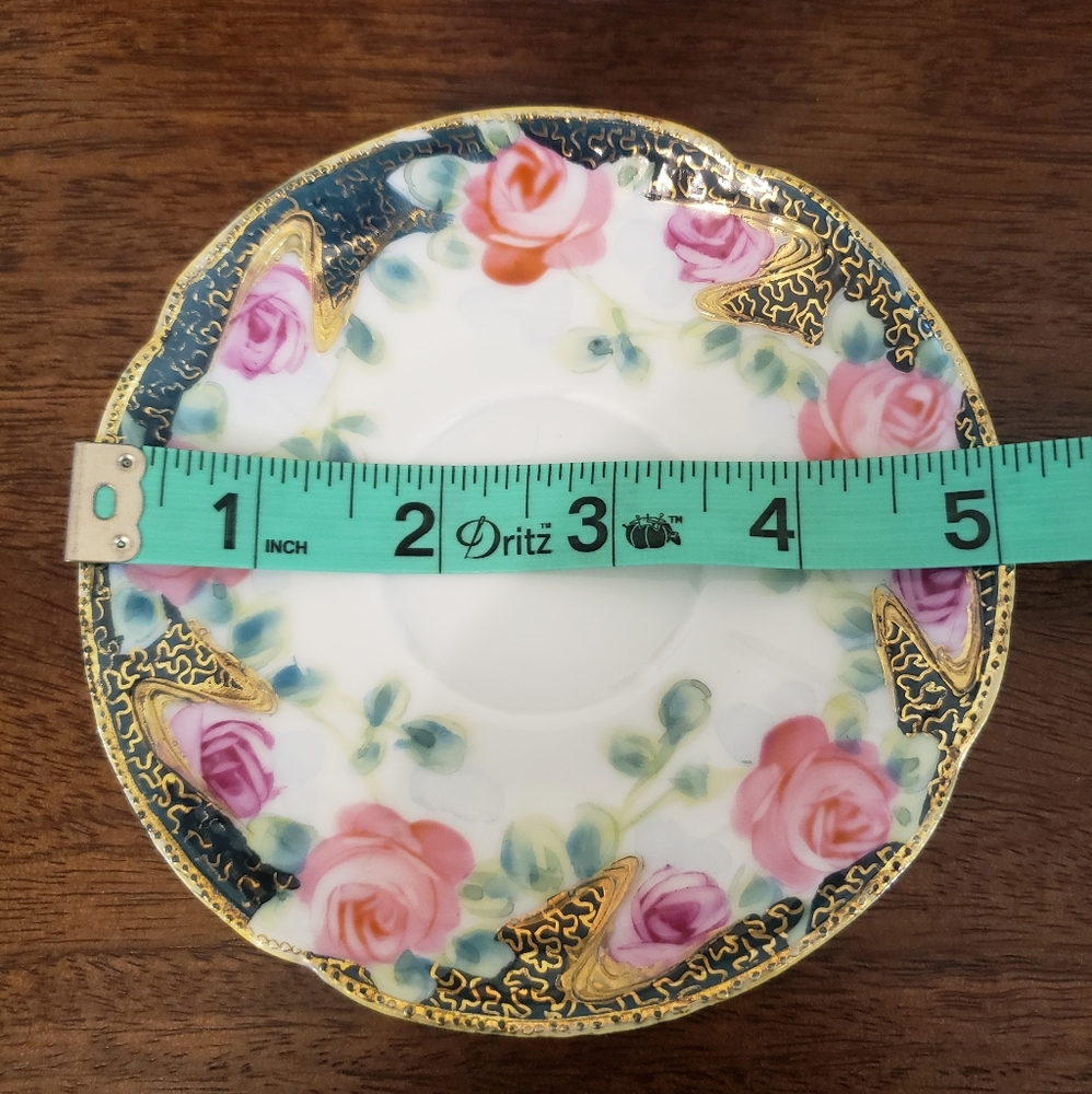 Vintage Teacups with Saucers Black & Gold Detail Pink Flowers - Picture 14 of 14